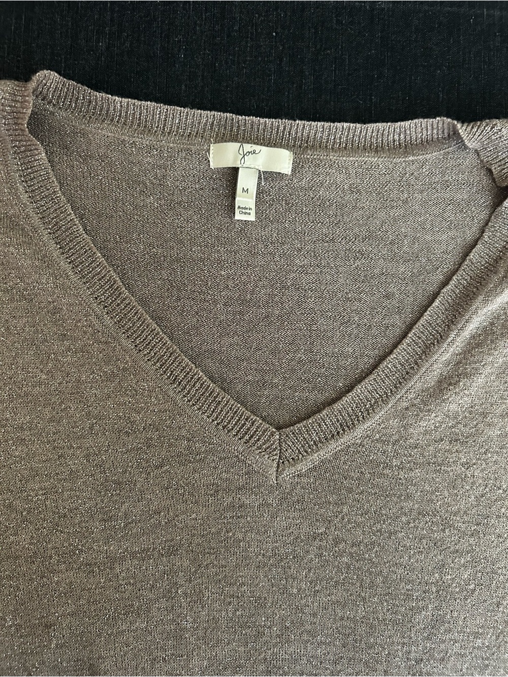 Joie Shimmery Taupe V-Neck Sweater